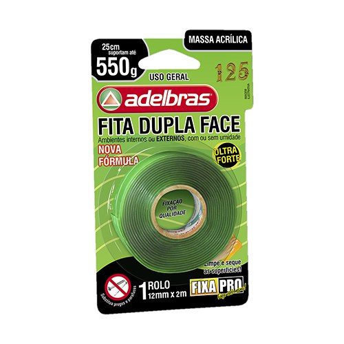 FITA DUPLA FACE 12MM X 2MT TRANSPARENTE ADERE