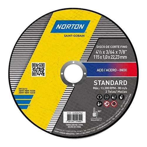 DISCO CORTE INOX 4.1/2 X 1,0MM NORTON