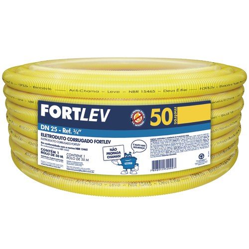 CONDUITE CORRUGADO 25MM 3/4 AMARELO FORTLEV