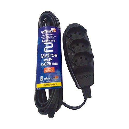 EXTENSAO 2P+T 2MT PRETO NATICON