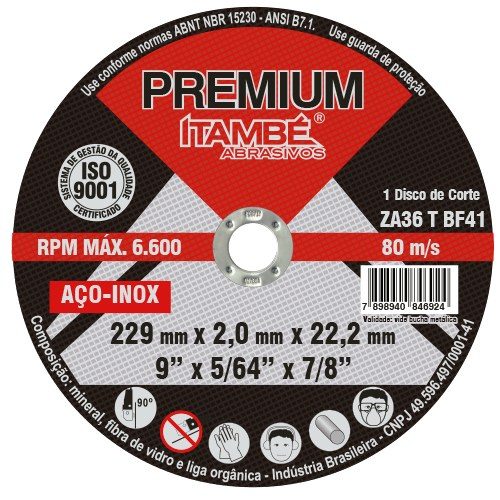 DISCO CORTE INOX 9 X 7/8 ITAMBE