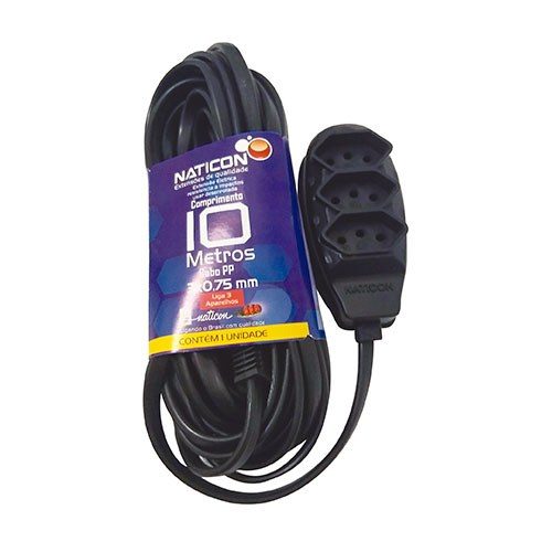 EXTENSAO 2P+T 10MT PRETO NATICON